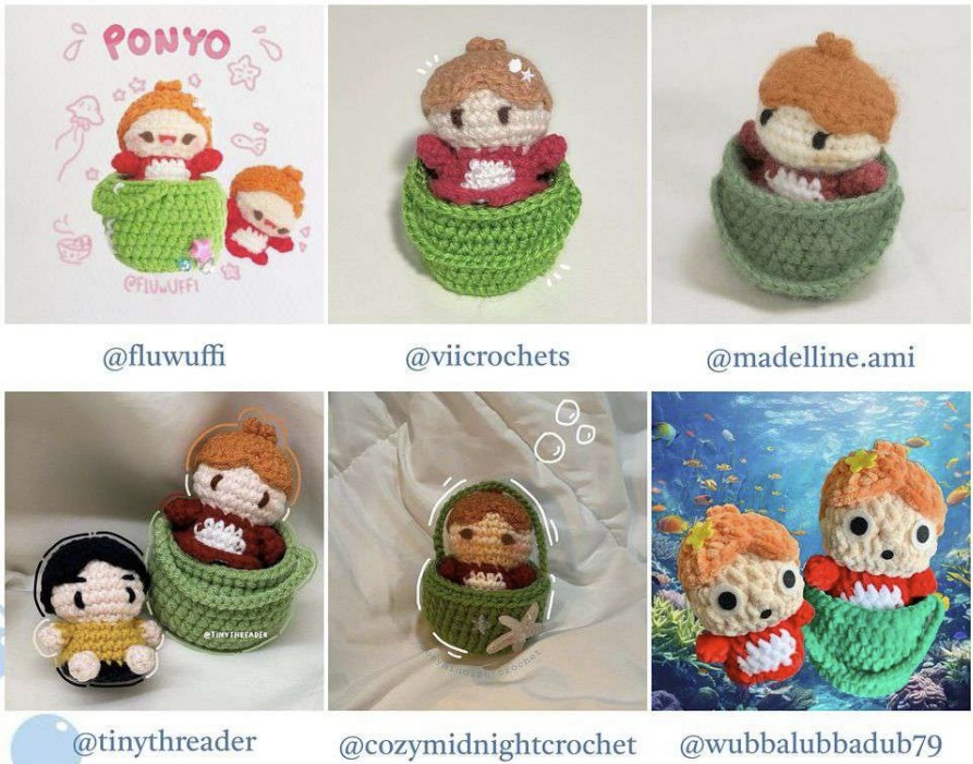 Puppe Ponyo im Korb Amigurumi Anleitung