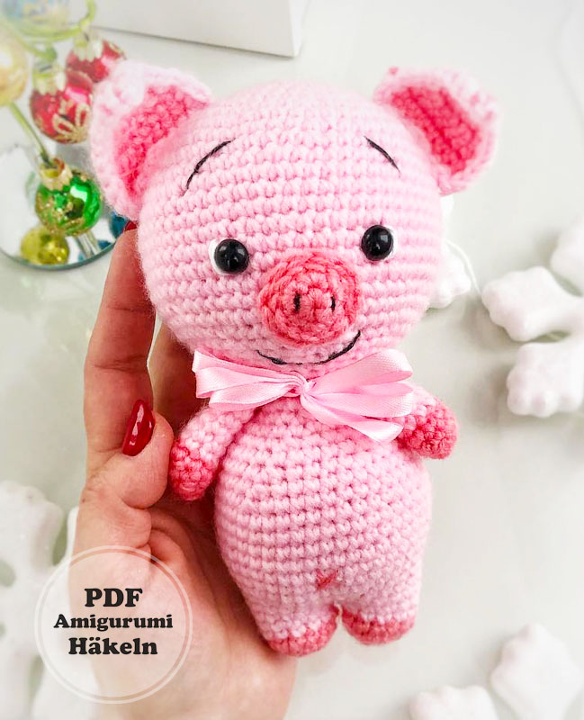 Amigurumi Schwein Schlüsselanhänger Handgemacht Anleitung (1)