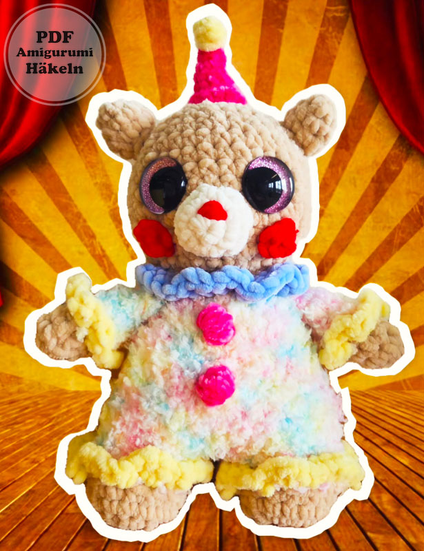Clown Bär Amigurumi Anleitung Schritt für Schritt (3)