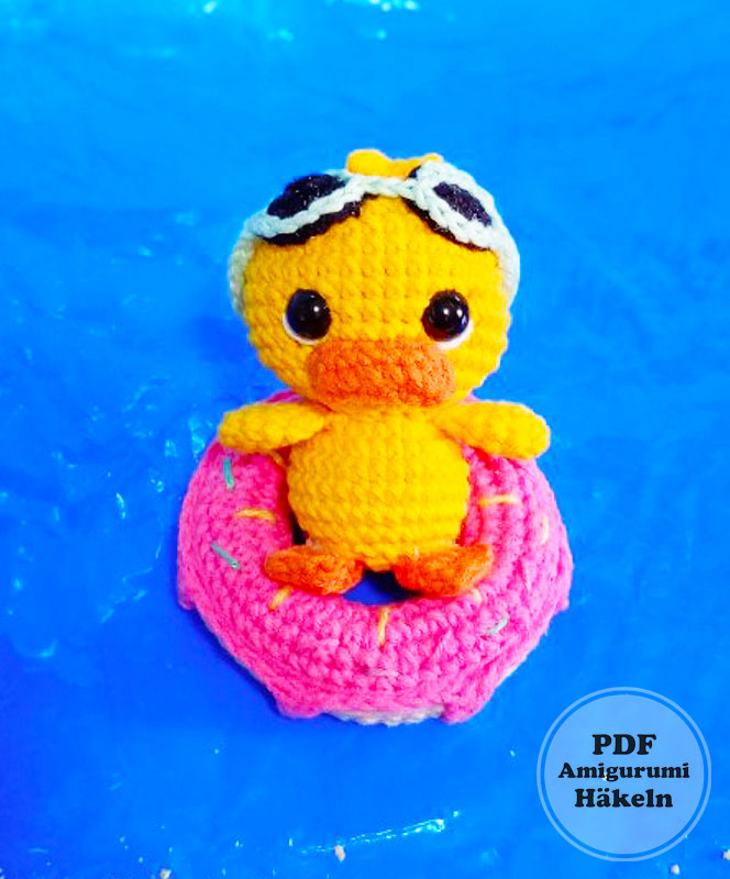 Ente mit Taucherbrille und Schwimmreifen Häkeln (2)