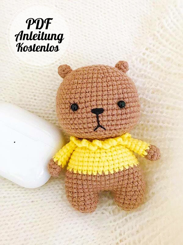 Kleiner Schlüsselanhänger Bär Amigurumi PDF Anleitung Kostenlos