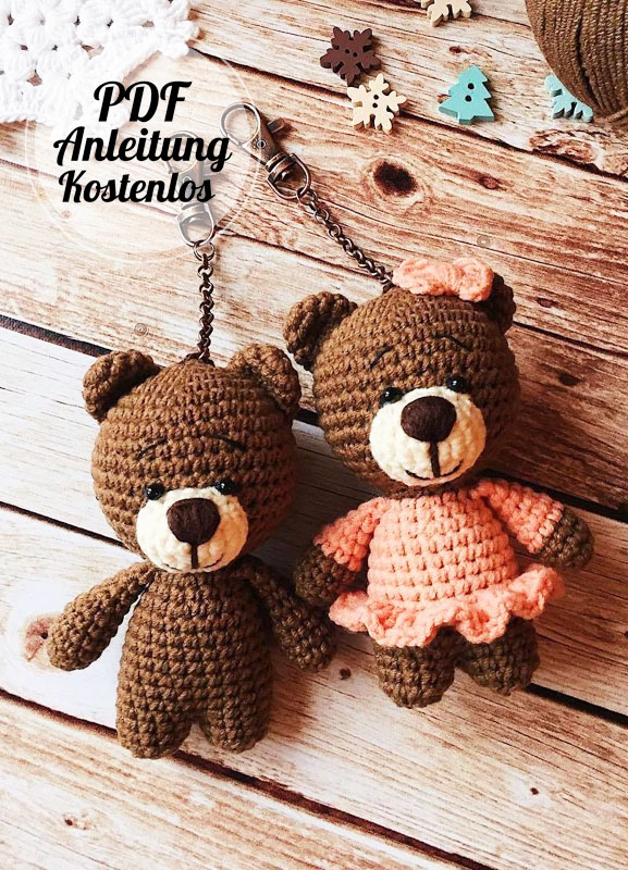 Kleiner Schlüsselanhänger Bär PDF Amigurumi Anleitung Kostenlos (2)