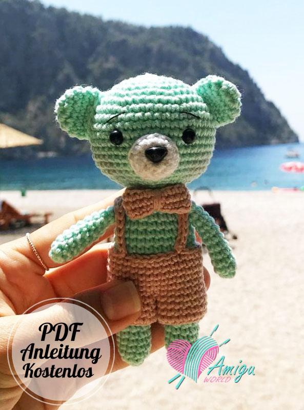 Teddybär Schlüsselanhänger Amigurumi PDF Anleitung Kostenlos (3)