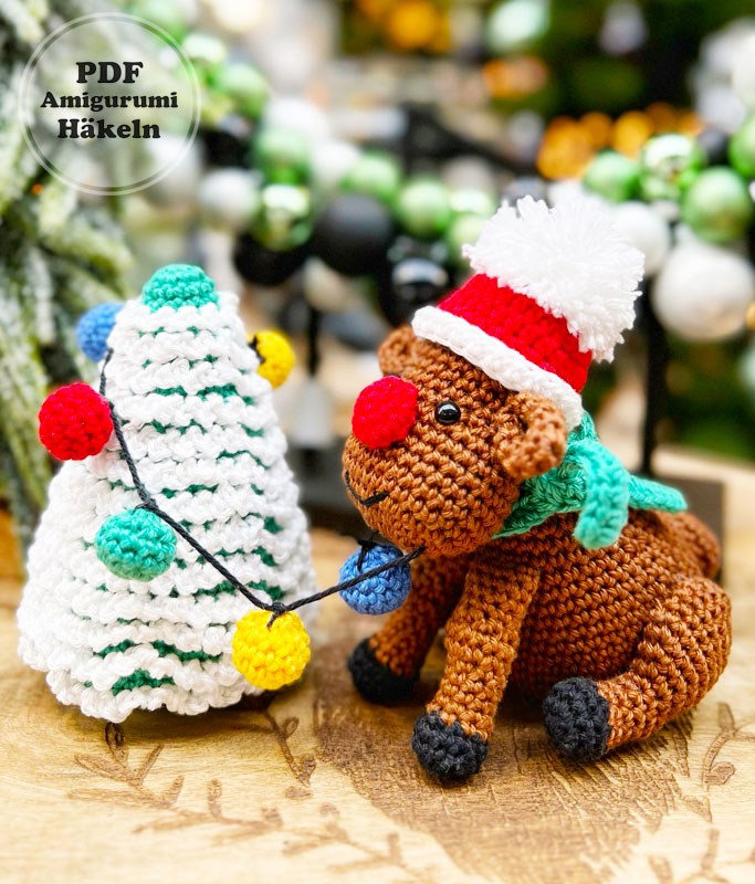 Weihnachtsrentier mit Girlande Häkelanleitung (3)