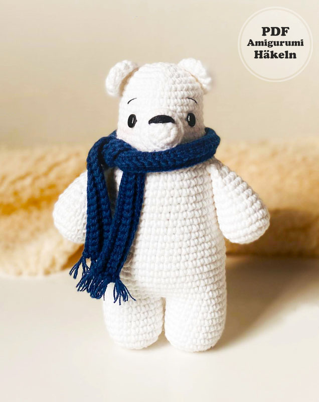 Weißer Teddybär mit Schal häkeln PDF-Anleitung (2)
