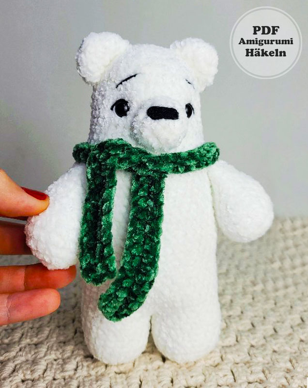 Weißer Teddybär mit Schal häkeln PDF-Anleitung (3)