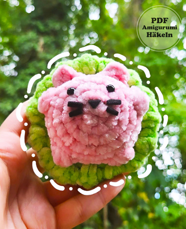 Sakura Mochi Katze Schlüsselanhänger Häkeln (2)