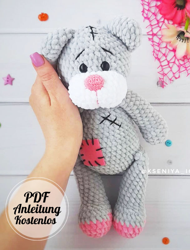 Grauer Plüsch Bär PDF Amigurumi Anleitung Kostenlos (2)