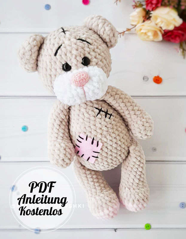 Grauer Plüsch Bär PDF Amigurumi Anleitung Kostenlos (6)