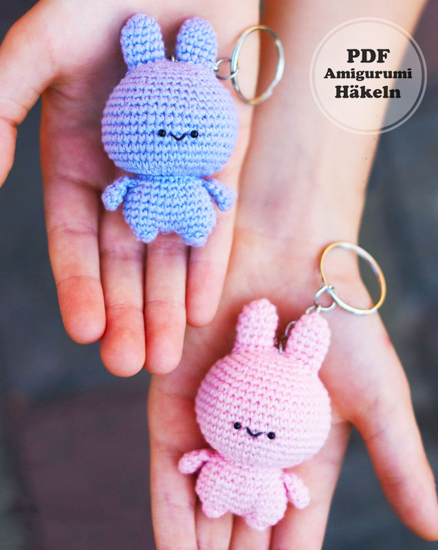 Kawaii Hase Schlüsselanhänger Häkeln Schritt für Schritt (3)