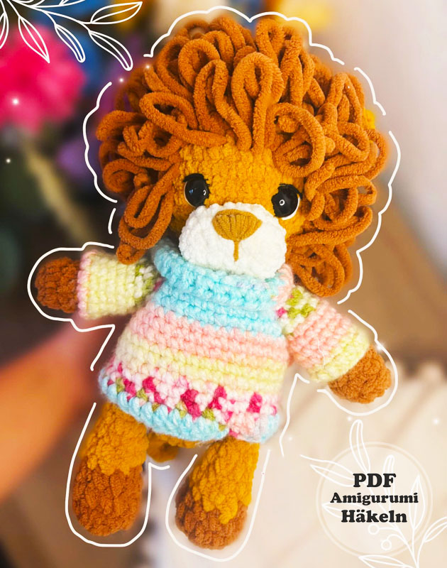 Löwe mit Pullover Amigurumi Anleitung Schritt für Schritt (2)