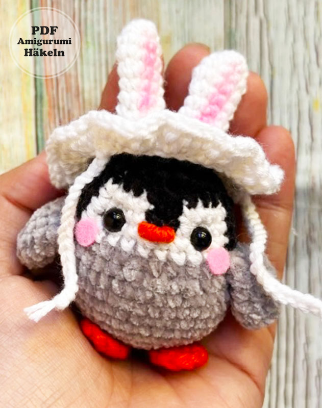Pinguin mit Hasenohren-Mütze Häkelanleitung (2)