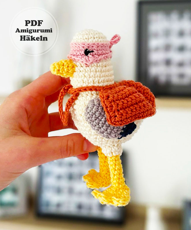 Möwe mit Umhang Amigurumi Anleitung Schritt für Schritt (3)