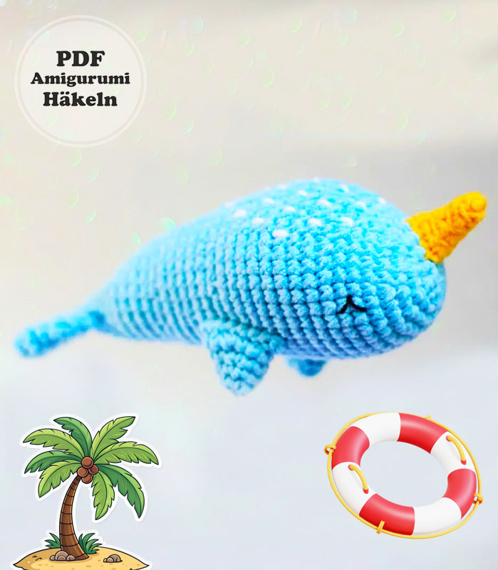 Blauer Narwal Amigurumi Anleitung Schritt für Schritt (2)