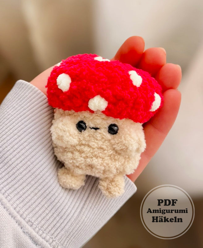 Mini Pilz Schlüsselanhänger Häkelanleitung Schritt für Schritt (3)