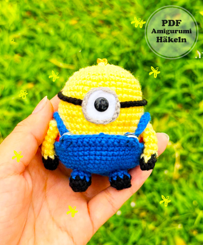 Minion-Schlüsselanhänger Häkelanleitung Schritt für Schritt (1)