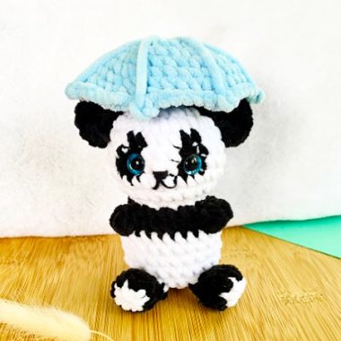Panda mit Schirm Häkeln Anleitung Schritt für Schritt (3)