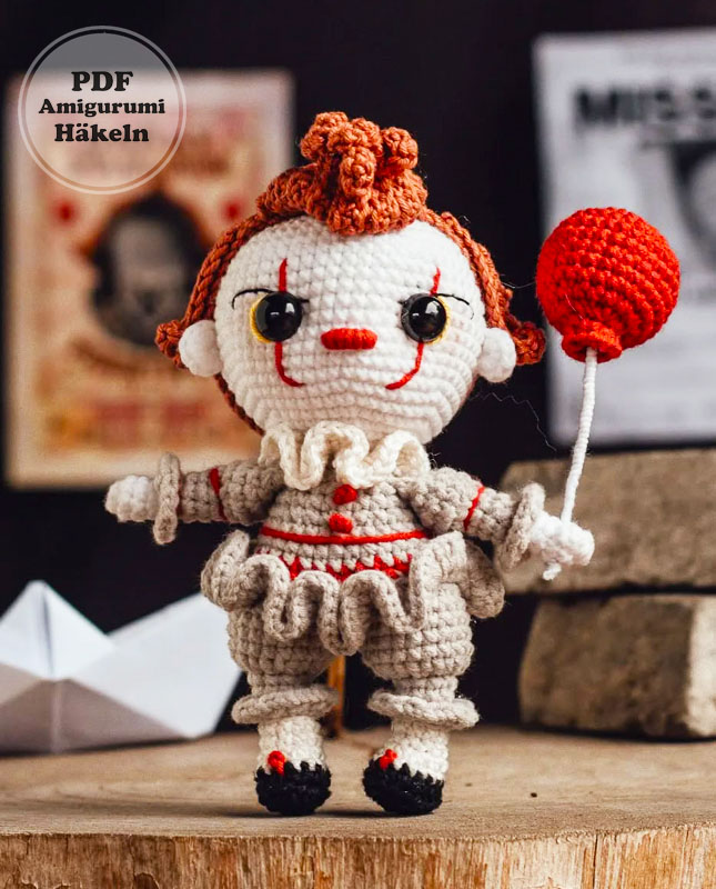 Pennywise Puppe für Halloween Häkeln PDF Kostenlos (2)