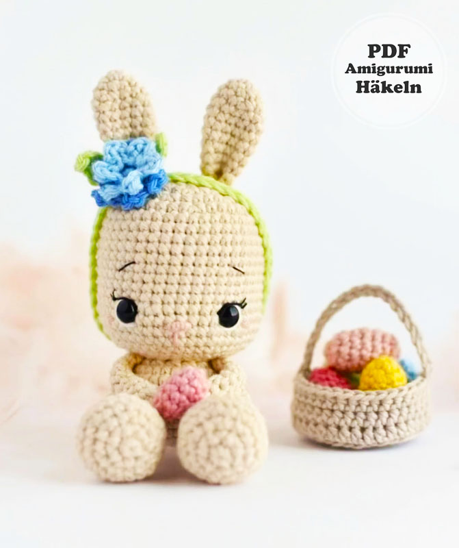 Osterhase mit Korb und Eiern Häkeln (1)