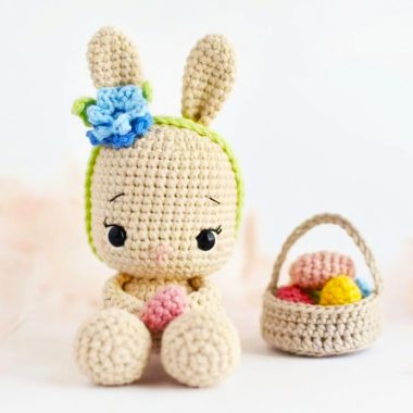 Osterhase mit Korb und Eiern Häkeln (3)