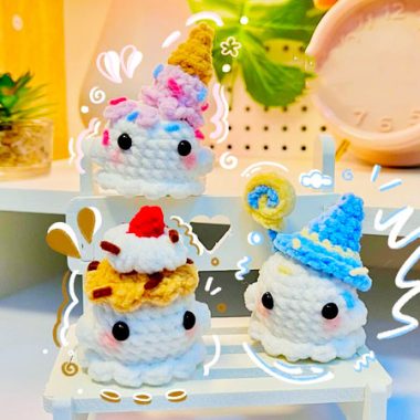 Amigurumi Geist in 3 Modi Eiscreme, Hexe und Kuchen (1)
