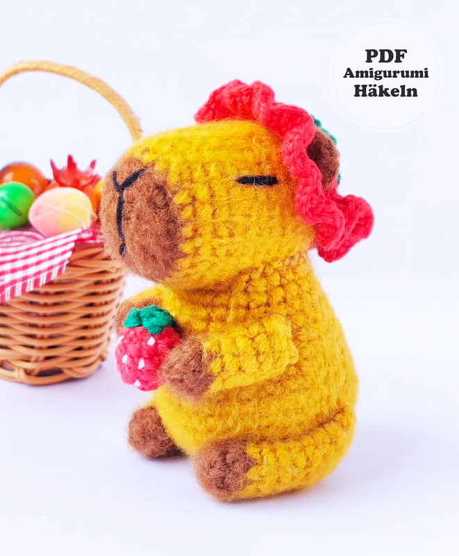 Capybara mit Erdbeere Hut Häkeln PDF Anleitung (2)