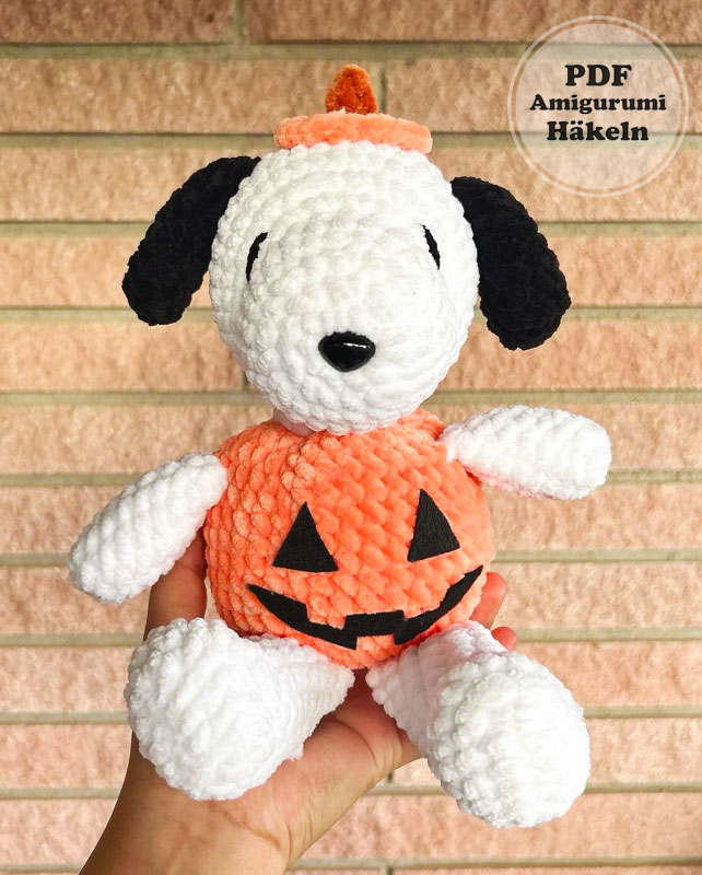 Kürbis Snoopy Hund Amigurumi Anelitung Kostenlos (3)