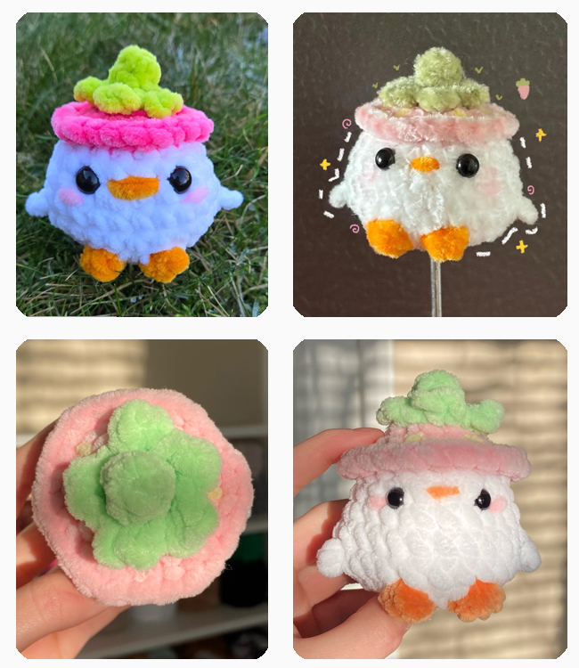 Kleine Gans mit Erdbeerhut häkeln