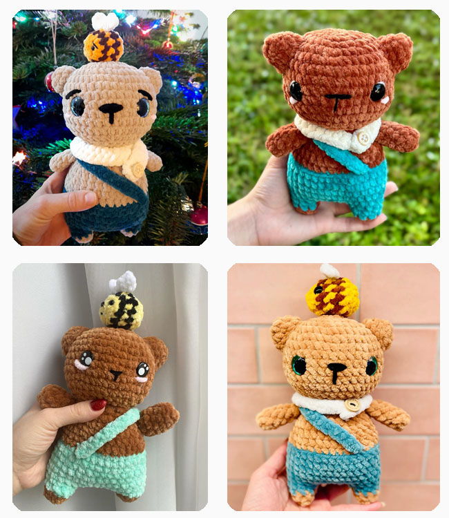 Bär in Latzhose mit Biene Amigurumi Anleitung (1)