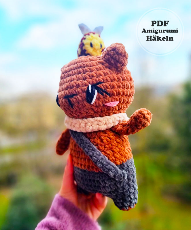 Bär in Latzhose mit Biene Amigurumi Anleitung (3)