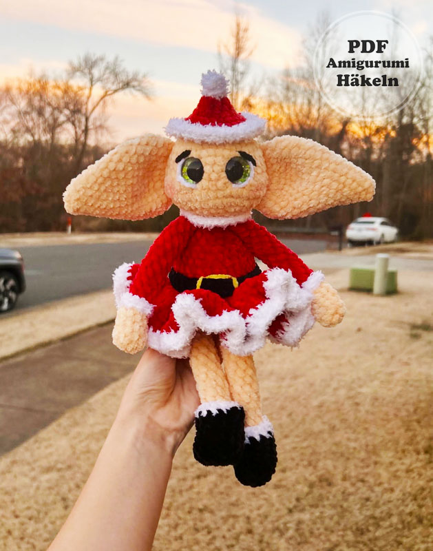 Elfie im Weihnachtskleid Puppe Amigurumi Häkeln Anleitung (3)