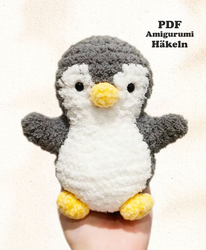 Kleiner flauschiger Schnee Pinguin Häkeln PDF Anleitung 1