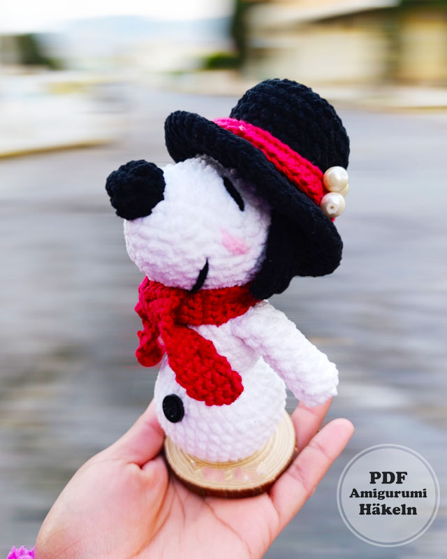 Schneemann Snoopy mit Hut Amigurumi Anleitung (2)