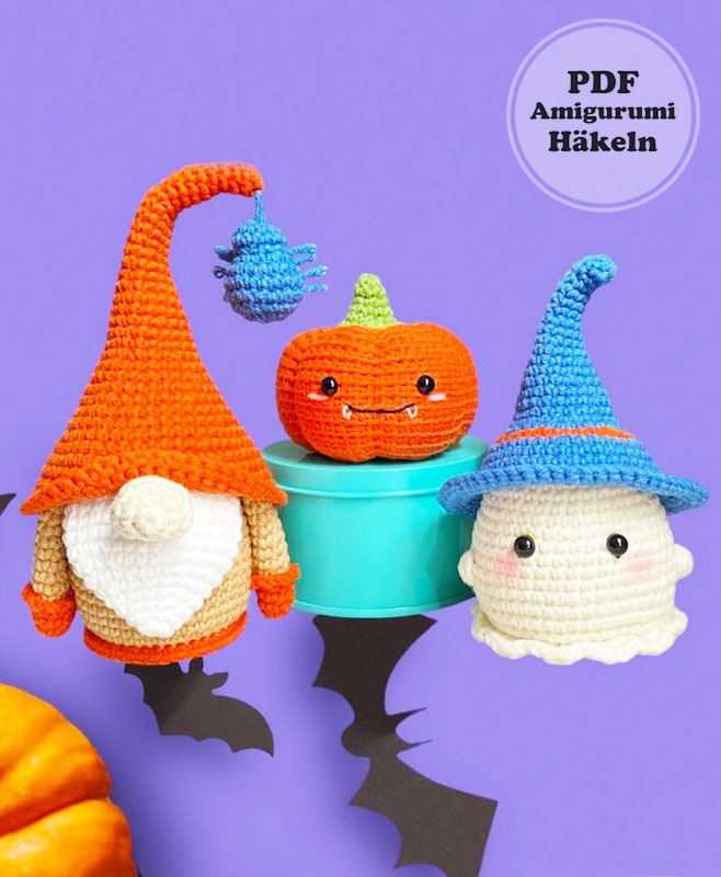 Lächelnder Halloween Kürbis PDF Häkeln 1