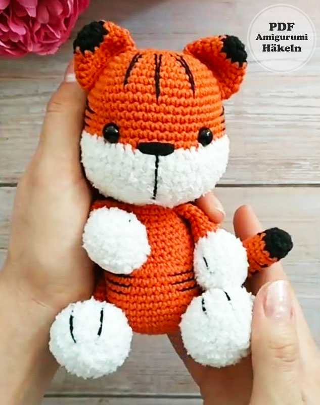 Baby Plüsch Tiger Häkeln Anleitung Schritt für Schritt (2)
