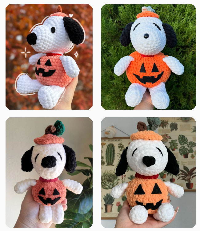 Kürbis Snoopy Hund Häkeln für Halloween