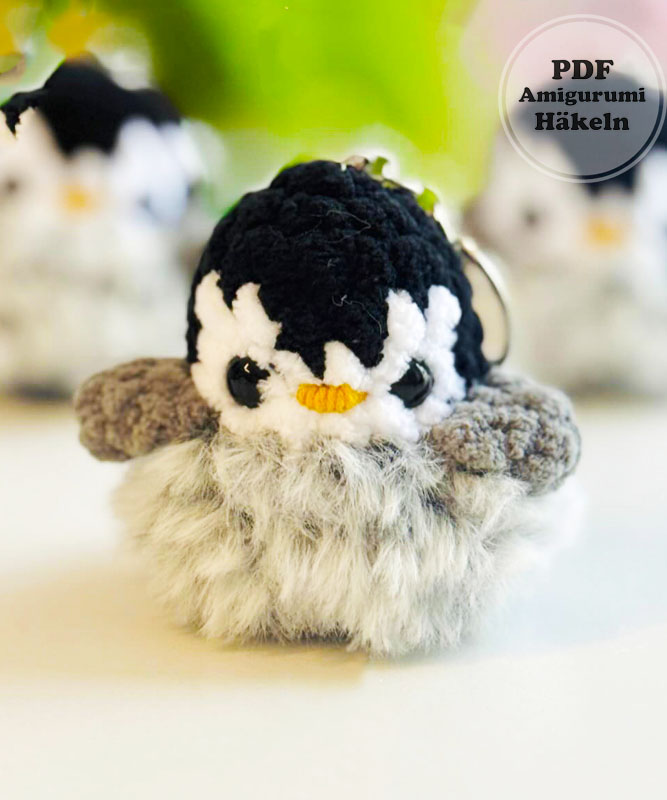 Gehäkelter Plüsch-Pinguin-Schlüsselanhänger für Anfänger (2)